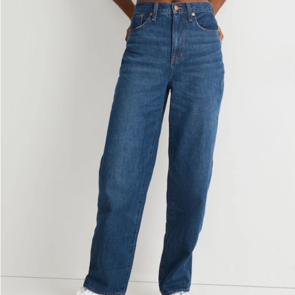 Madewell Baggy Straight Jeans in Dark Blue